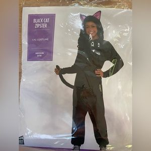 Girls Zipster Black Cat One Piece Costume - size medium 8-10